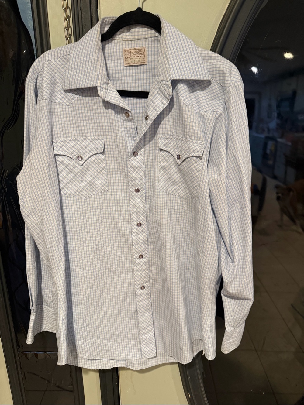 H Bar C Men's Light Blue Checked Western Dress Shirt